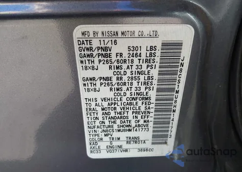 2017 Infiniti Qx70 z USA, uszkodzony, nr VIN JN8CS1MU8HM141773